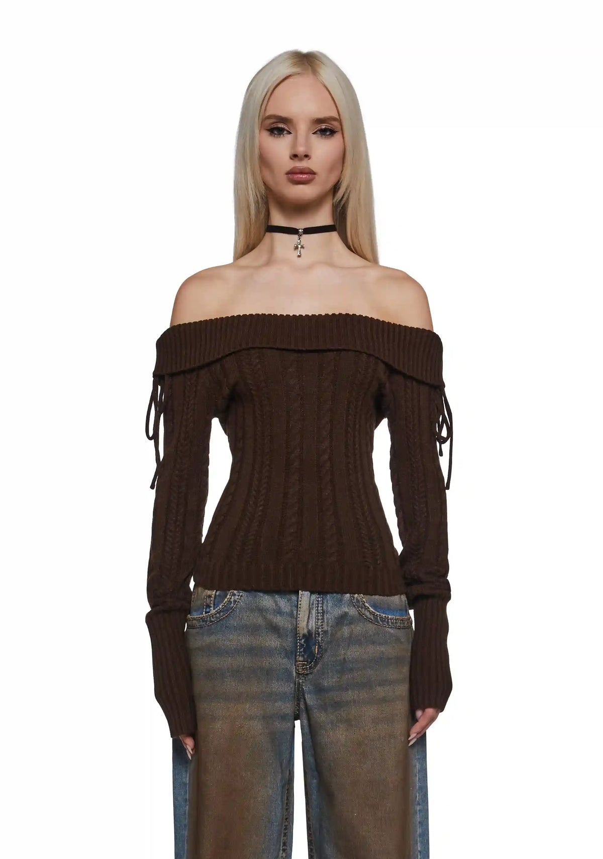 Deep Thoughts Long Sleeve Top - Brown