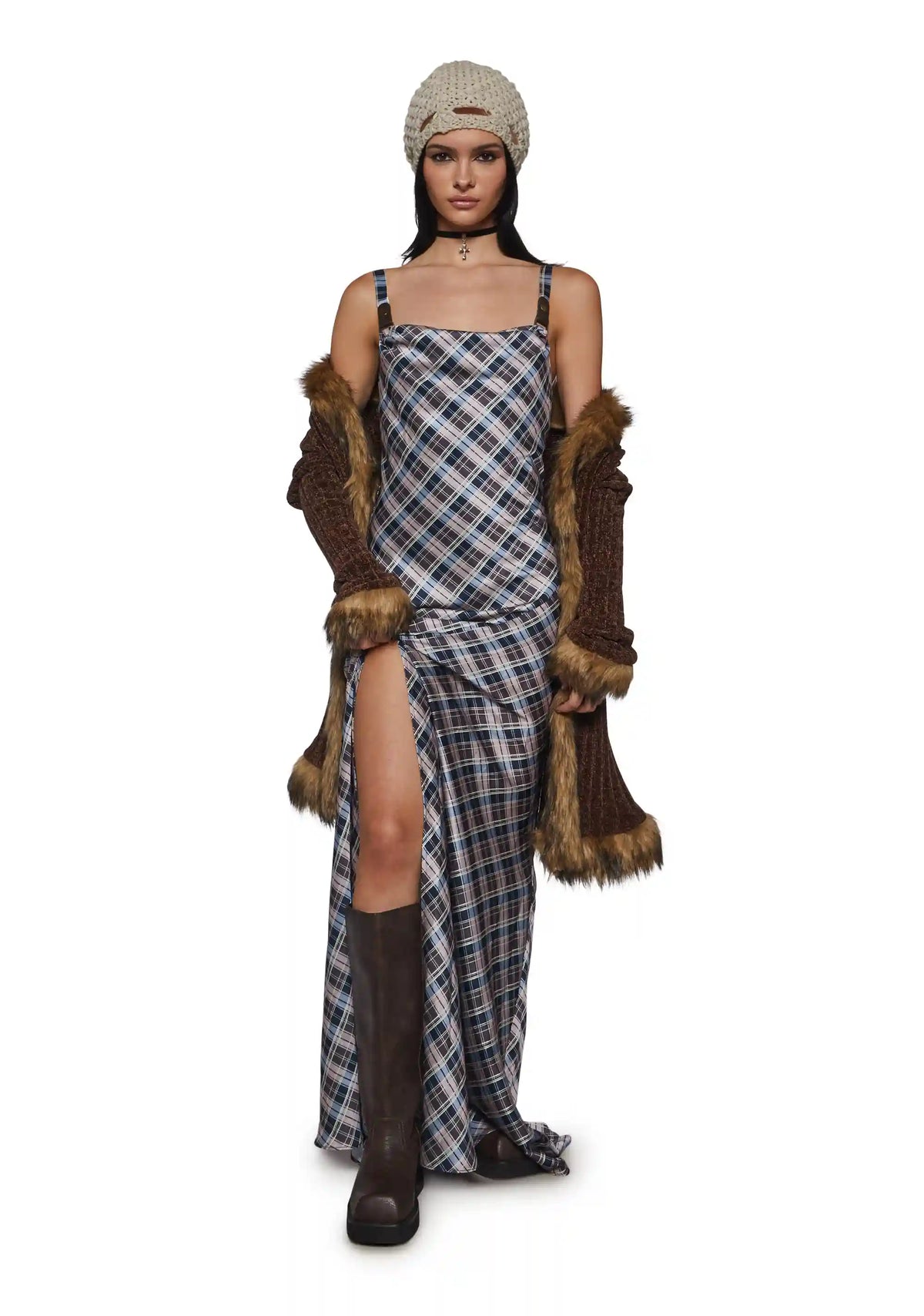 Cleo Plaid Maxi Dress