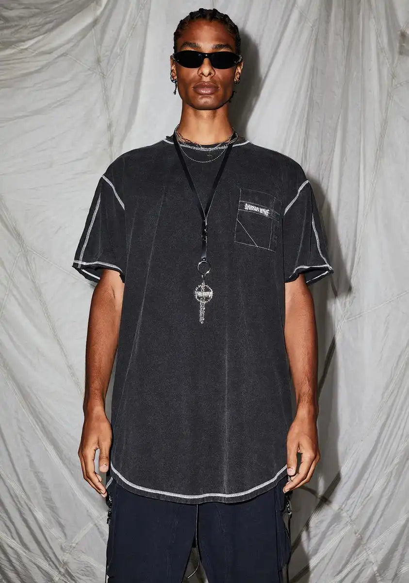 Reverb Unisex Contrast Stitch Pocket Tee