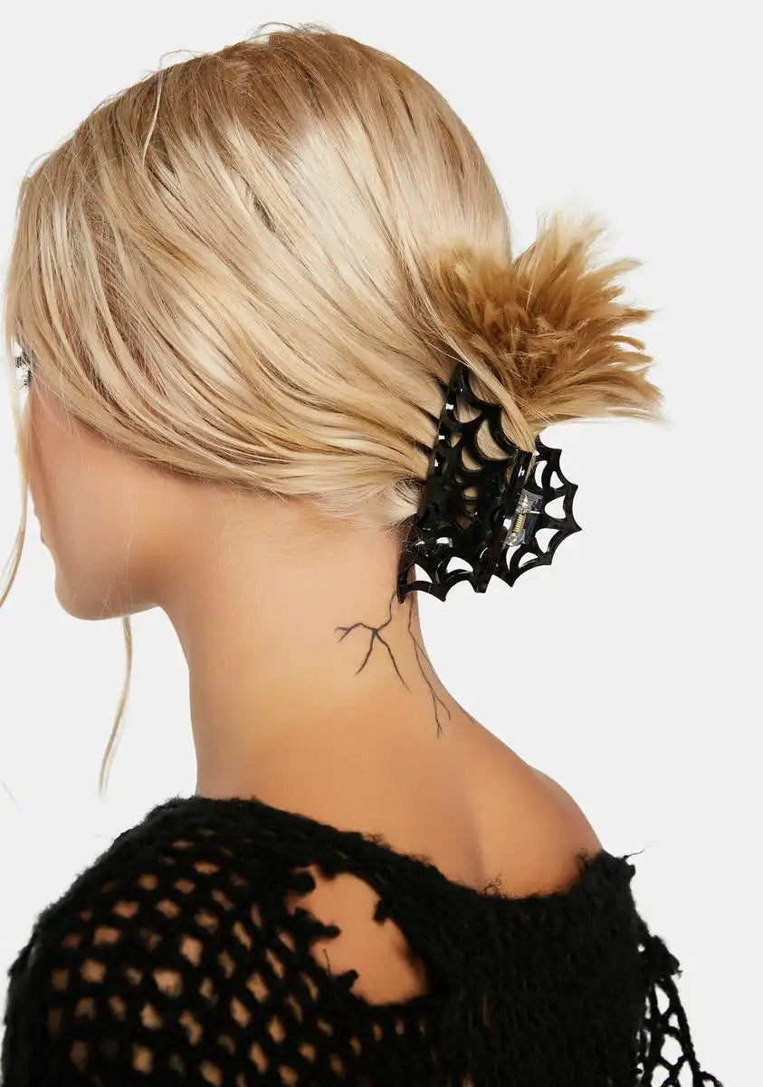 Black Spiderweb Hair Claw Clip