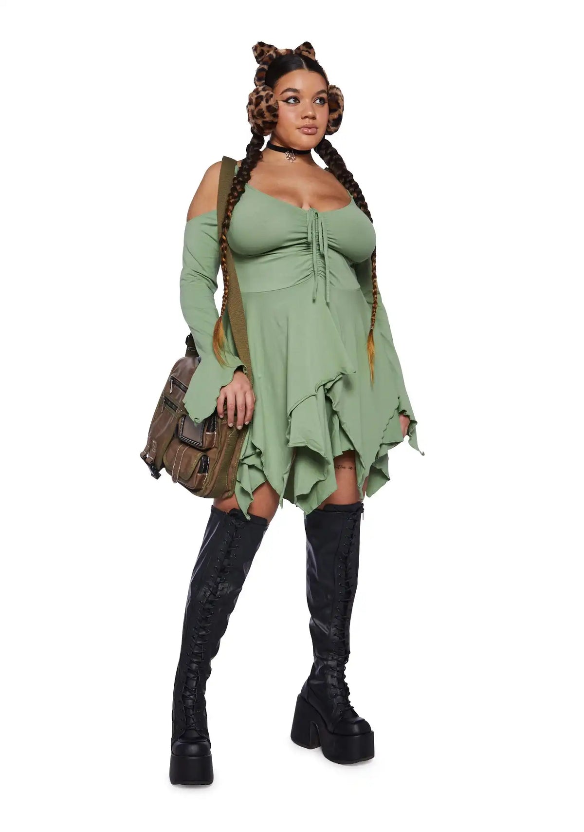 Plus F Is For Fairies Handkerchief Dress - Sage