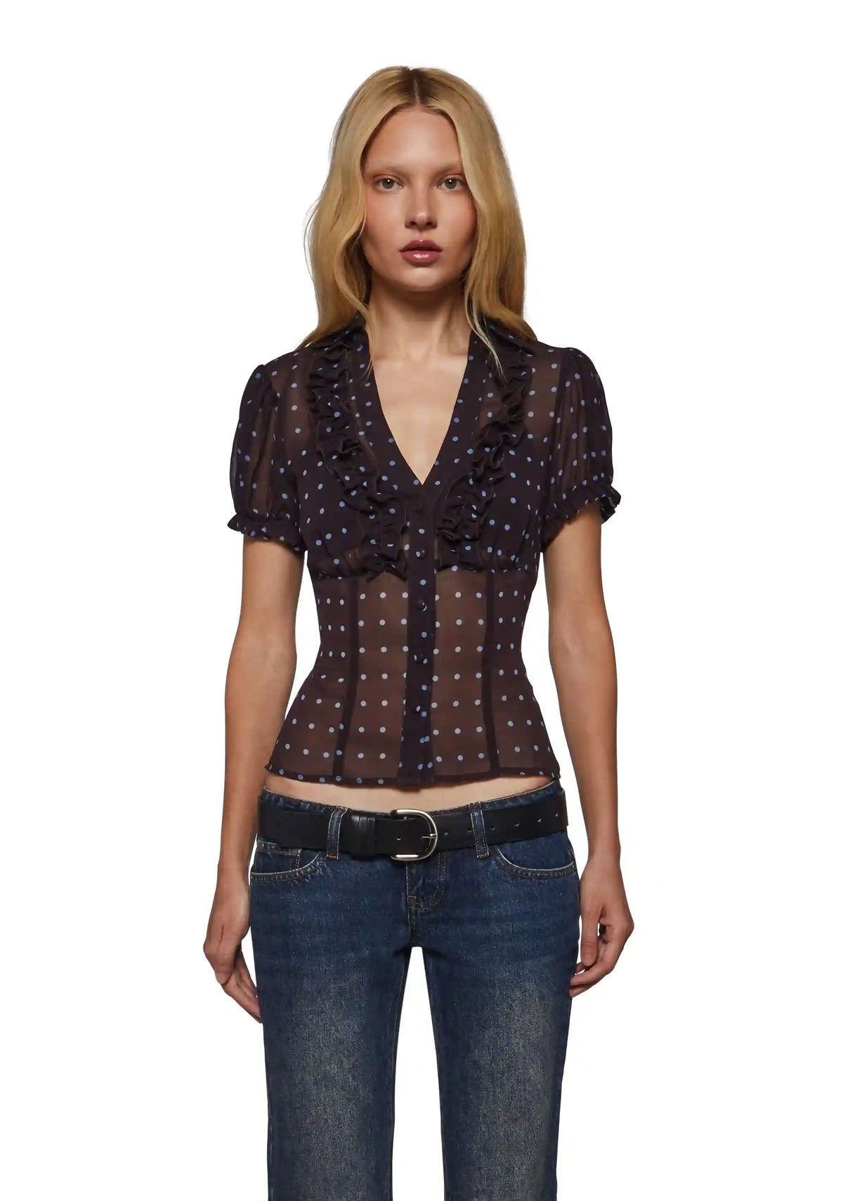 Clare Polka dot Short Sleeve Blouse