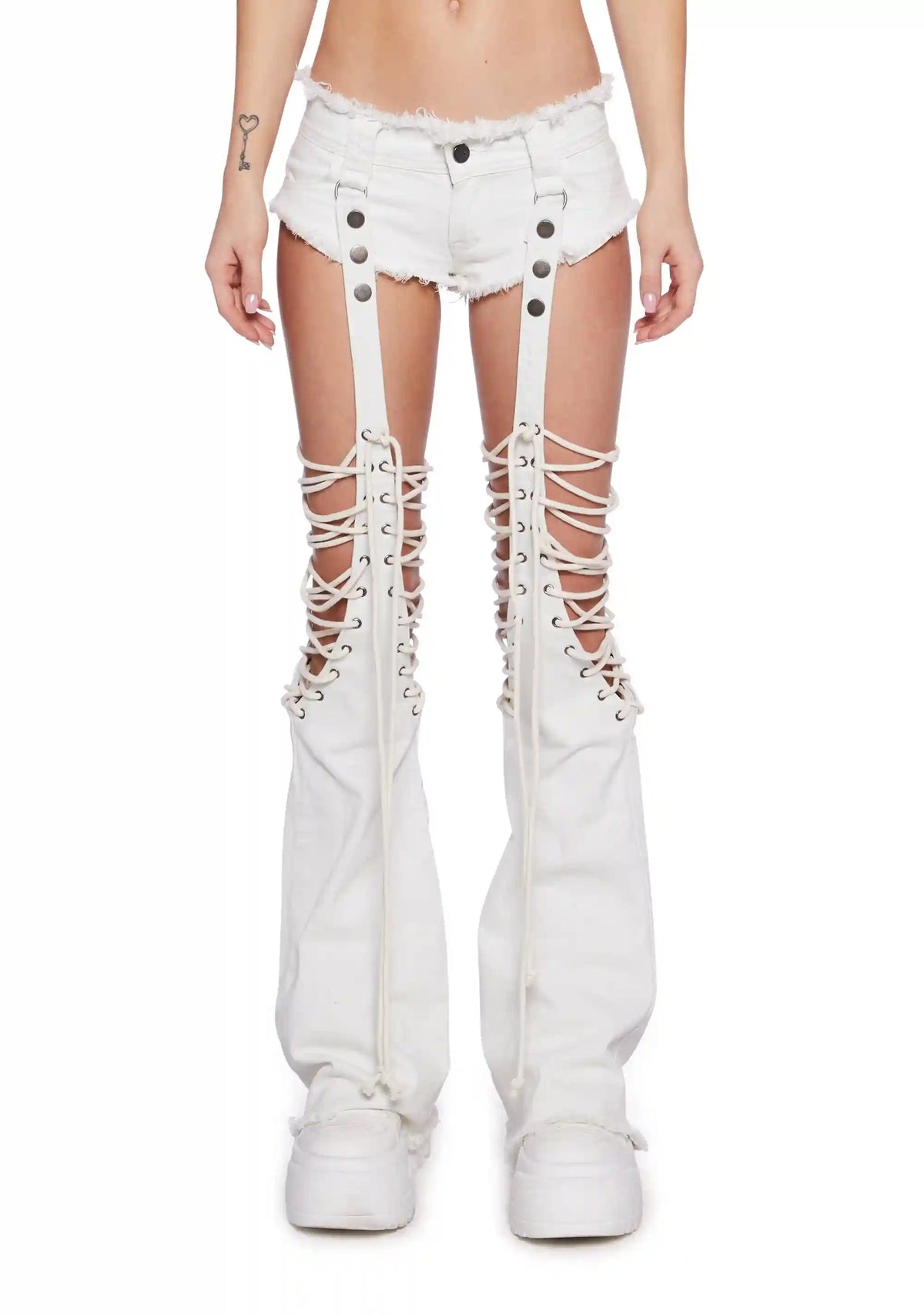 Pitch Denim Shorts With Chaps