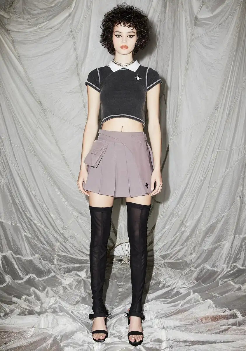 Reverb Pleated Wrap Mini Skirt