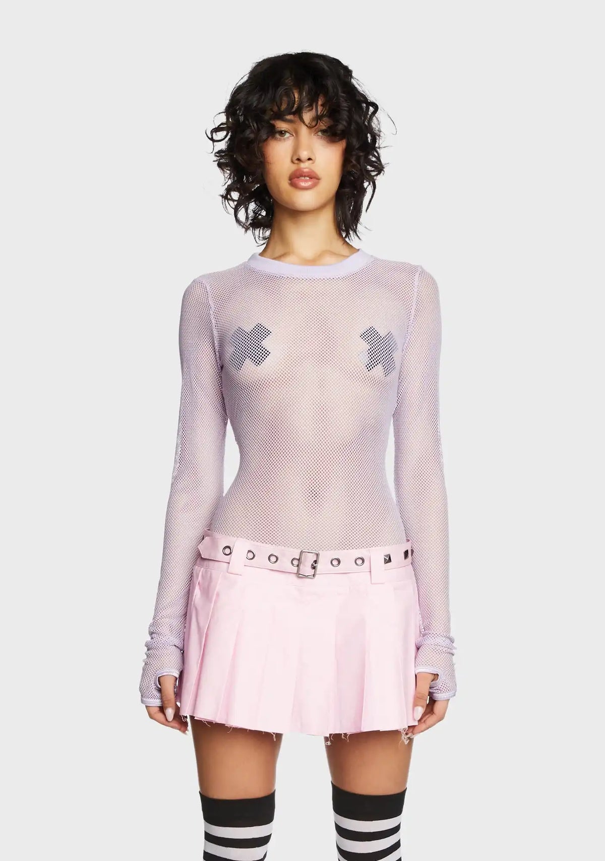 See Thru Me Fishnet Top - Lavender