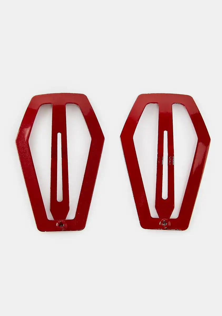 Red Coffin Snap Hair Clips