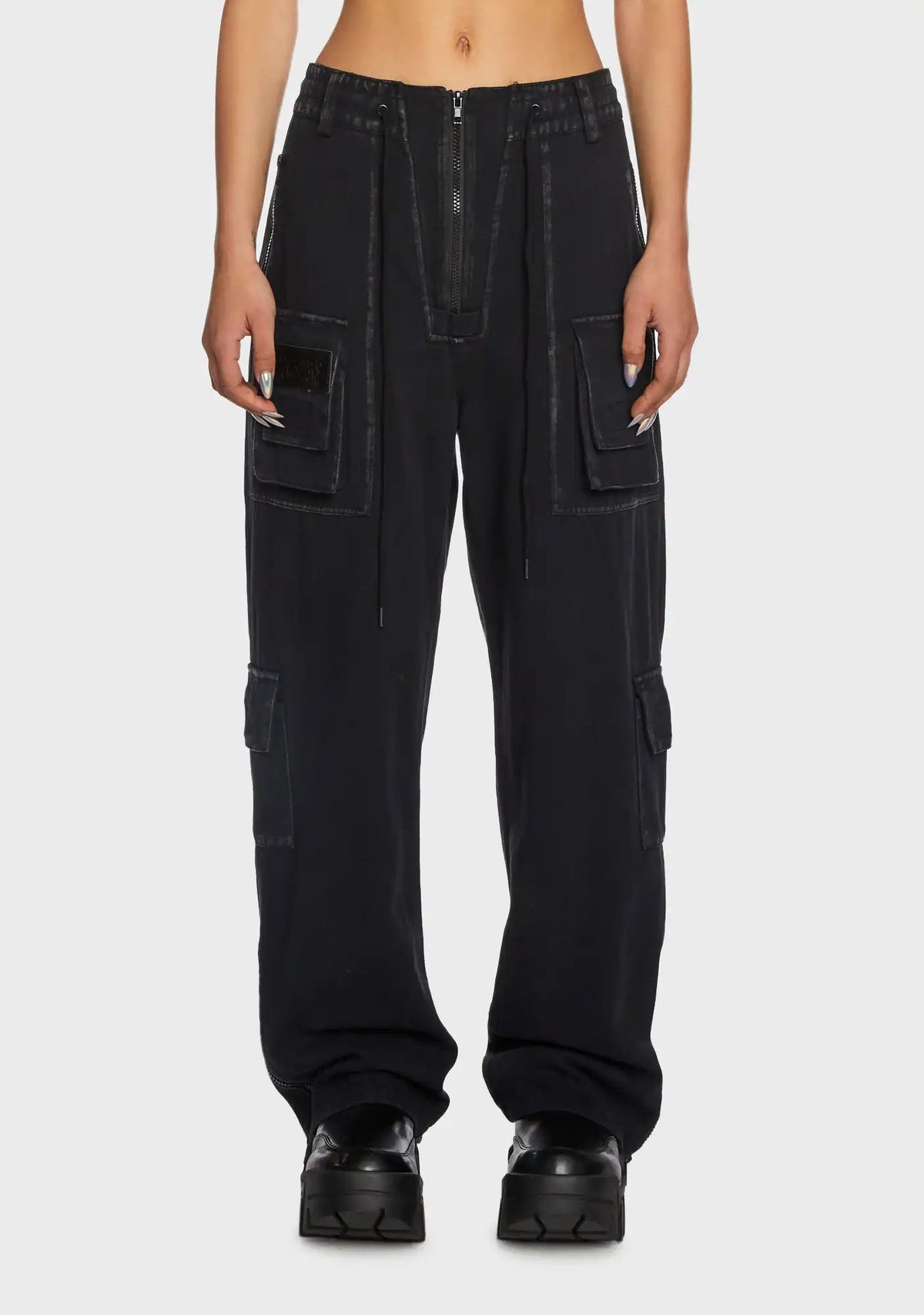 Replay Unisex Stone Wash Cargo Pants - Black