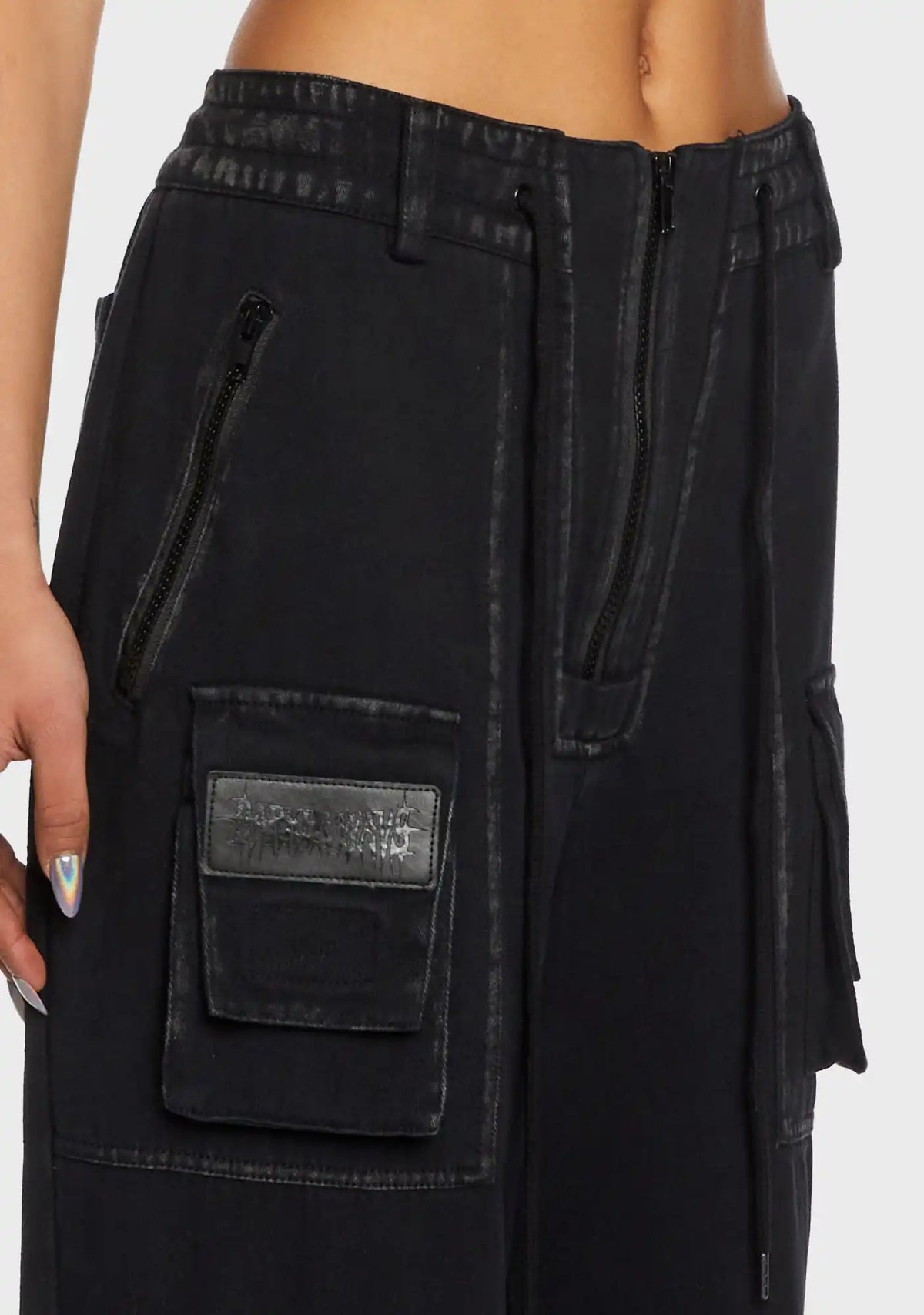 Replay Unisex Stone Wash Cargo Pants - Black