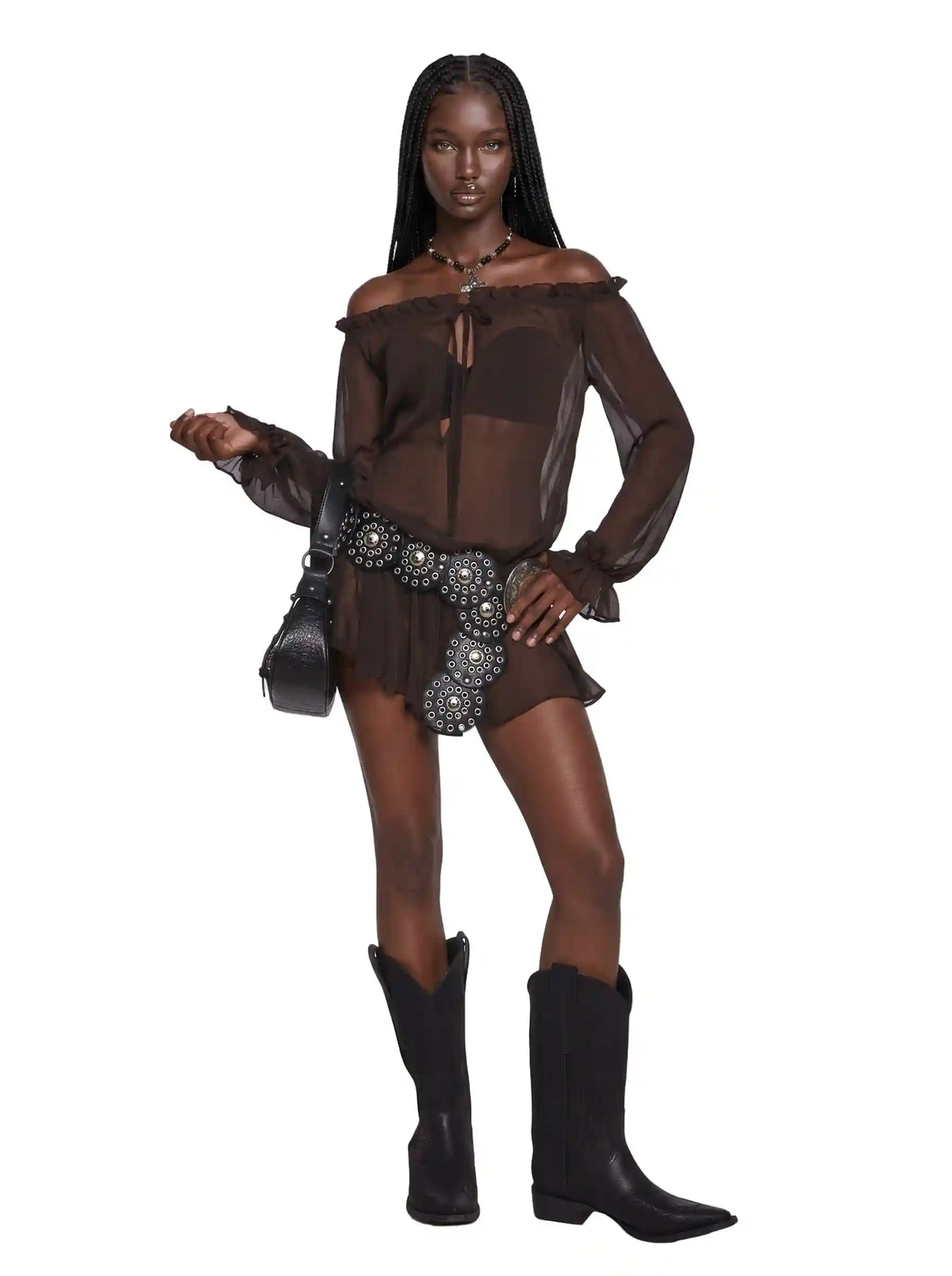 Romantic Winds Sheer Mini Dress - Brown