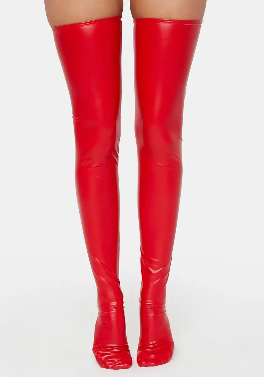 Rouge Slick Devil Thigh-High Stockings