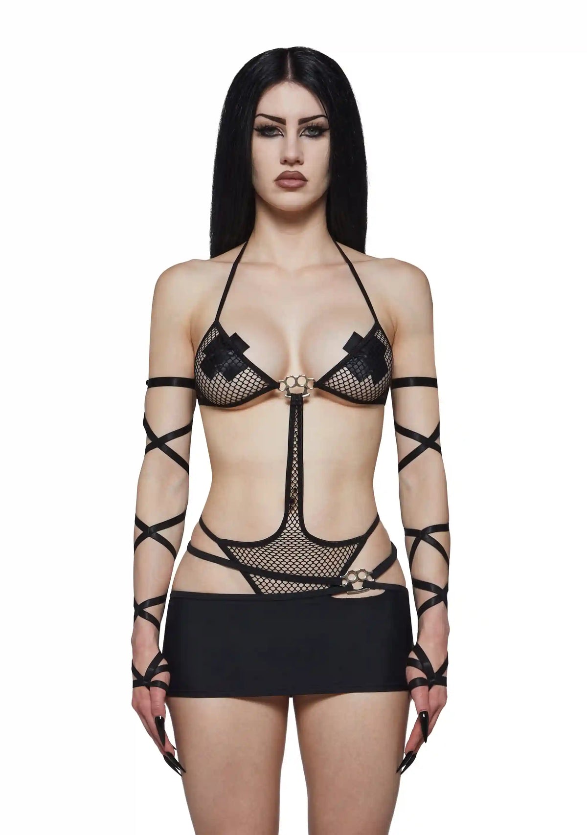 Mesh Teddy Lingerie with Micro Skirt