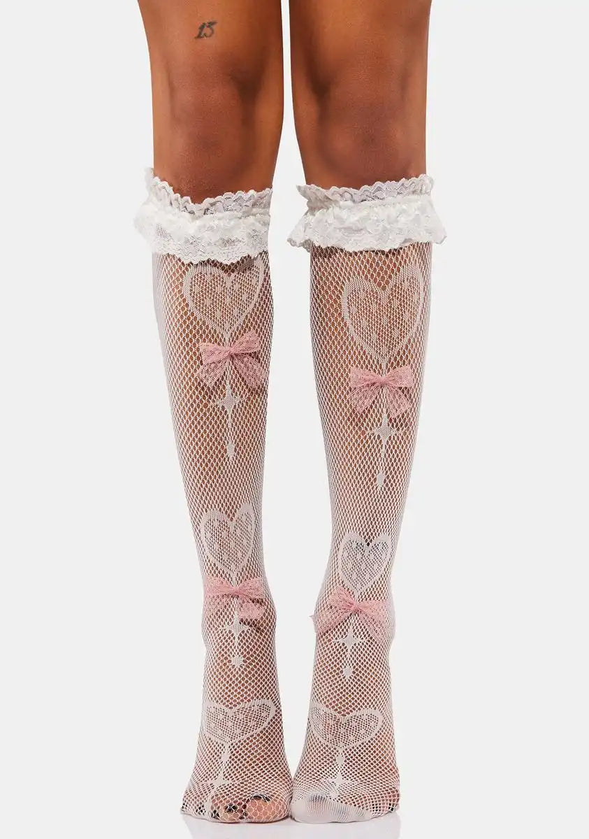 Promises Kept Heart And Bow Lace Socks