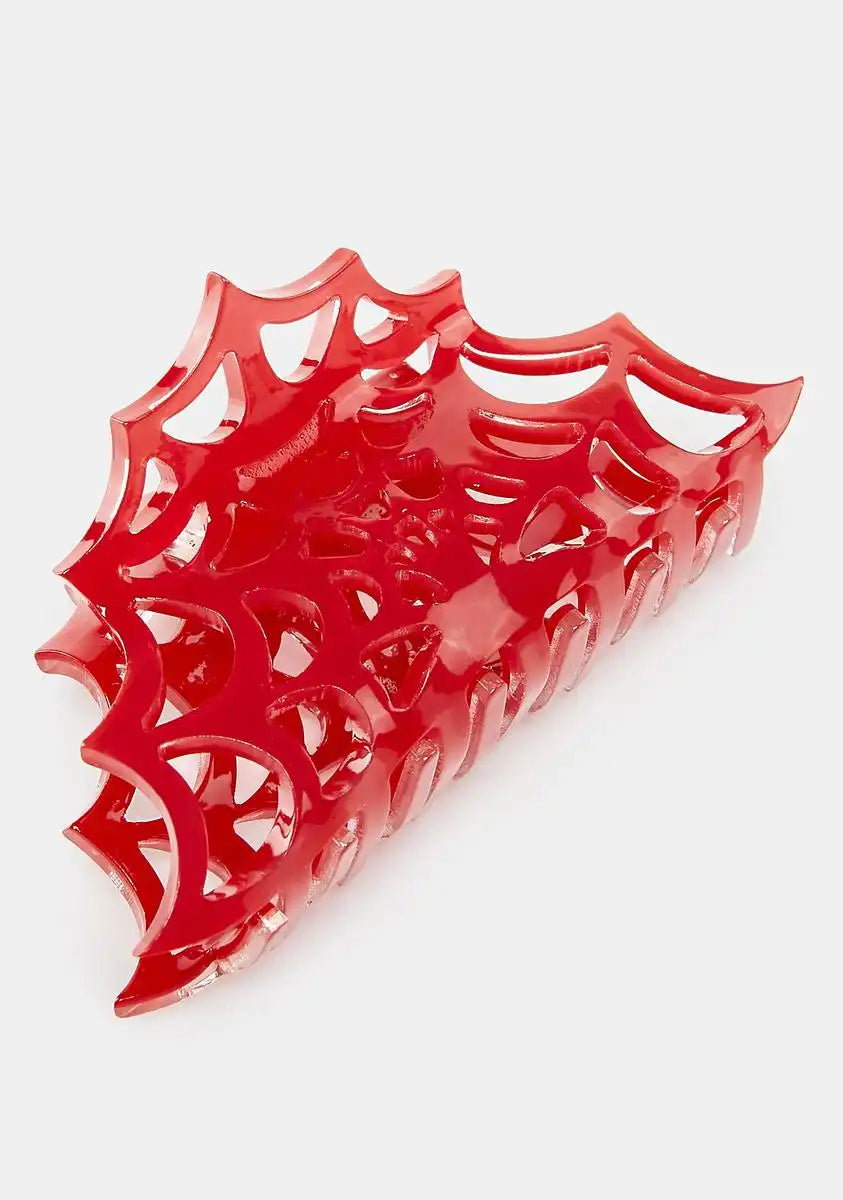 Red Spiderweb Hair Claw Clip