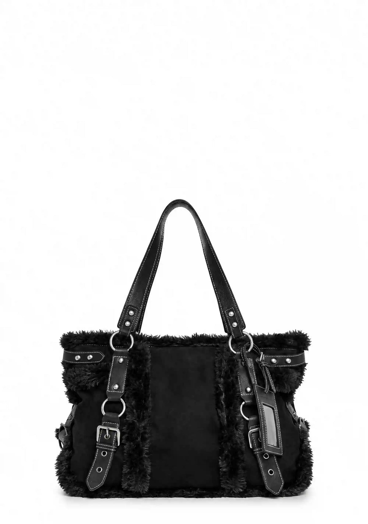 Modern Trends Fur Tote Bag - Black