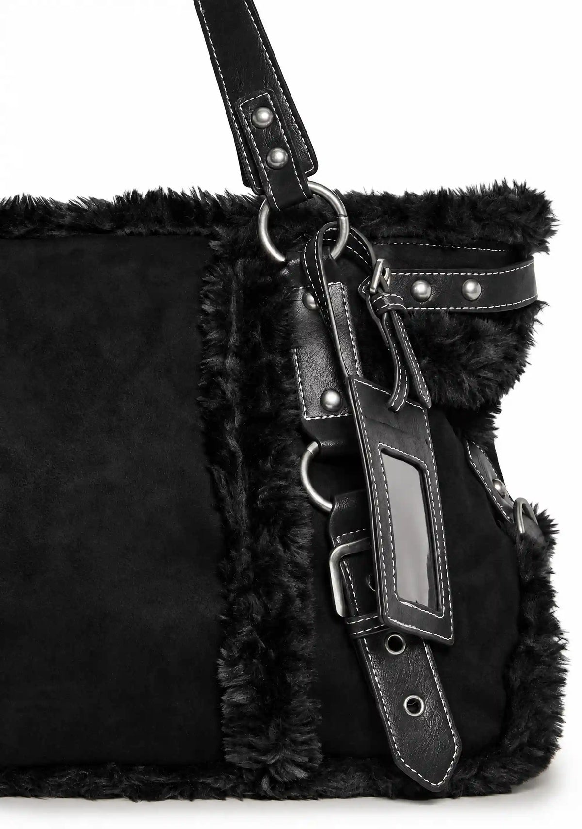 Modern Trends Fur Tote Bag - Black