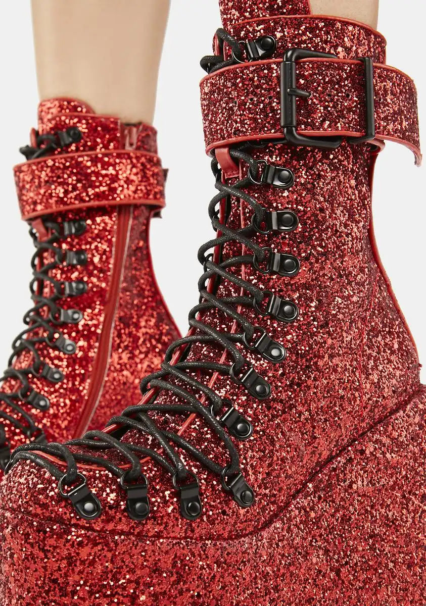 Red Glitter Traitor Boots