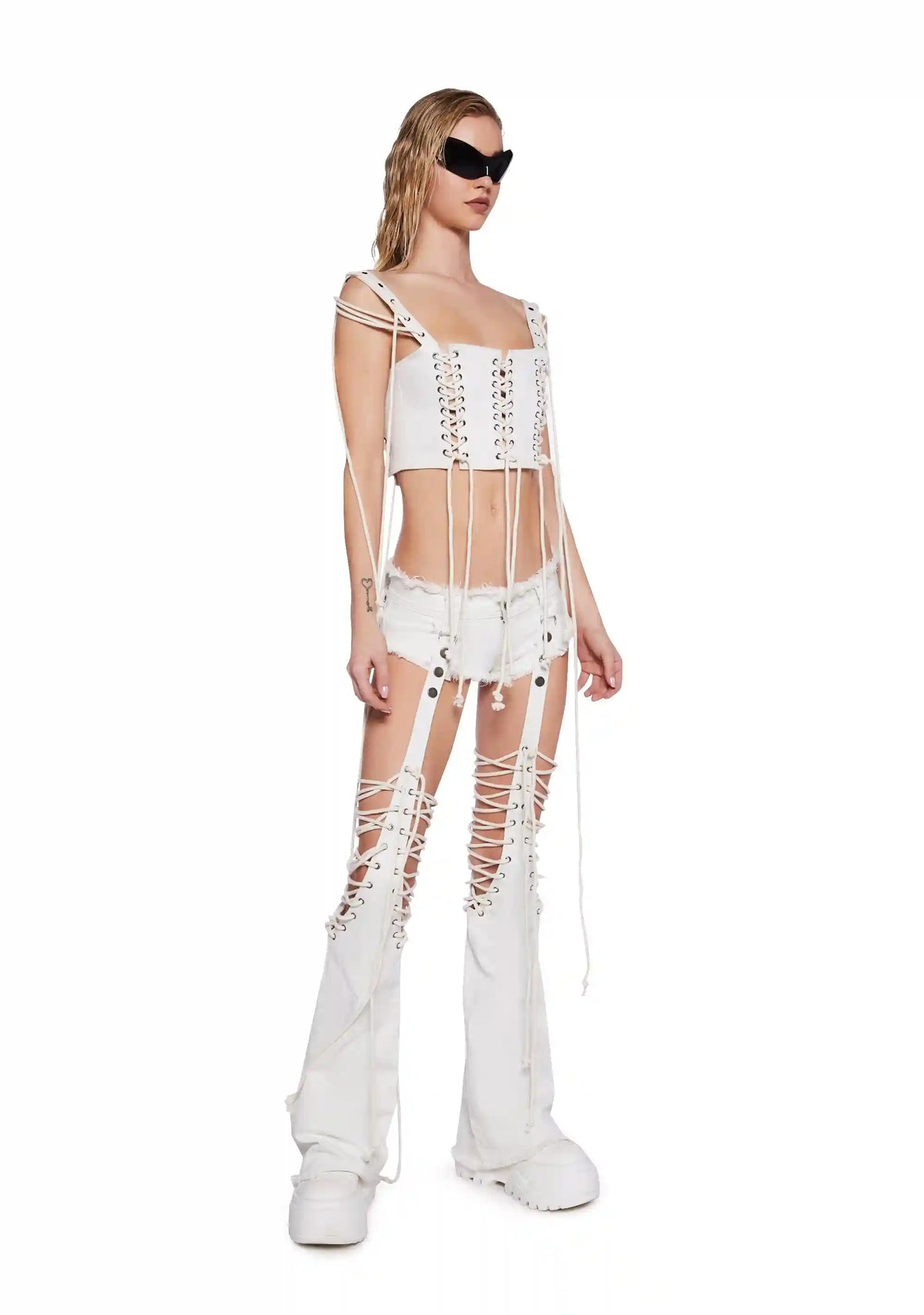 Pitch Denim Shorts With Chaps