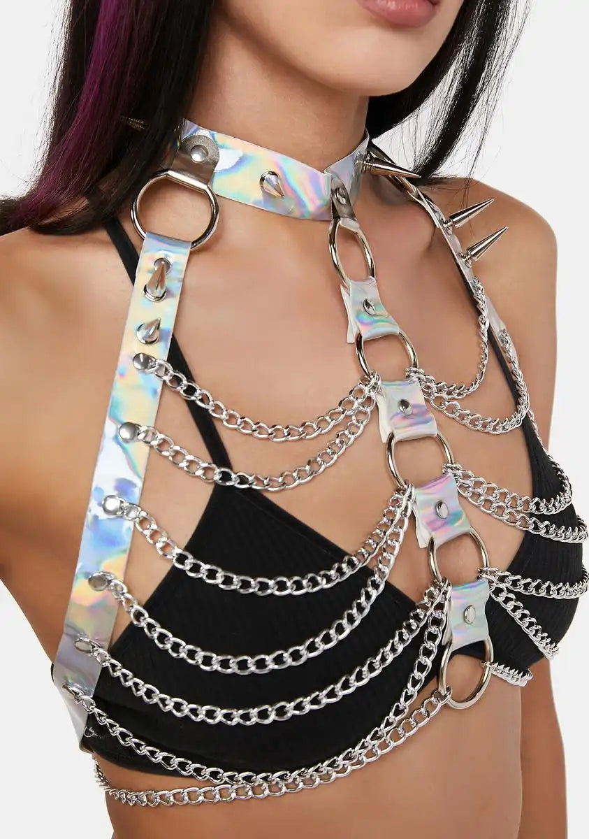 Prismatic Hot To The Core Spiked Bra Chain
