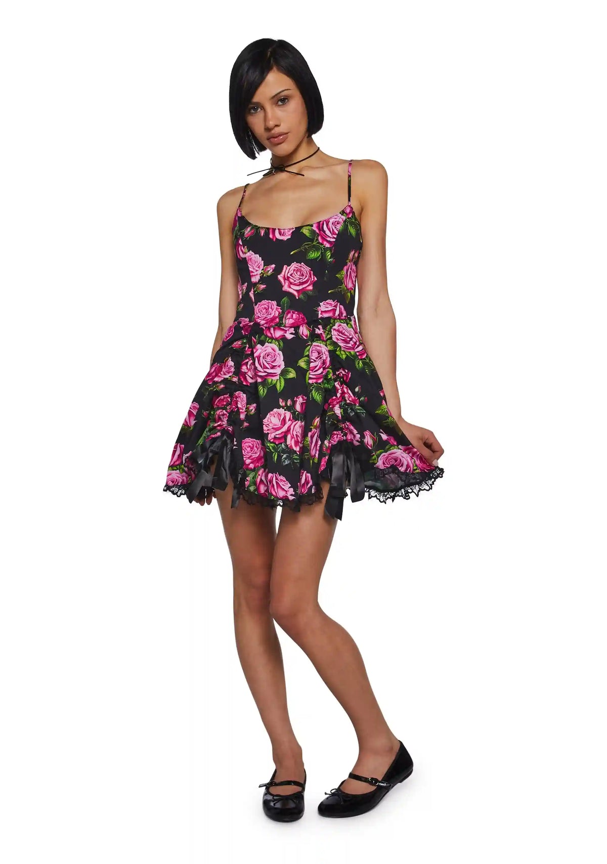 Scandal Sheet Mini Dress - Black Floral