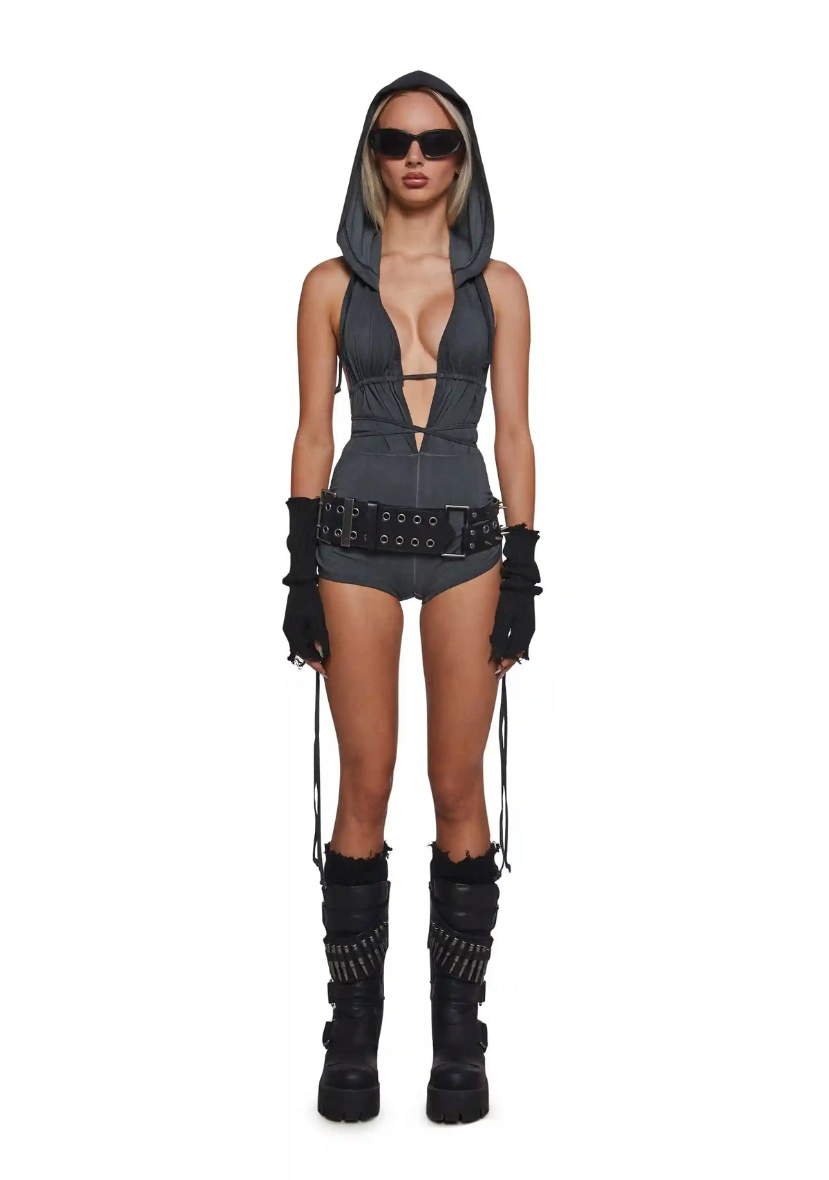 Downbeat Hooded Romper - Black