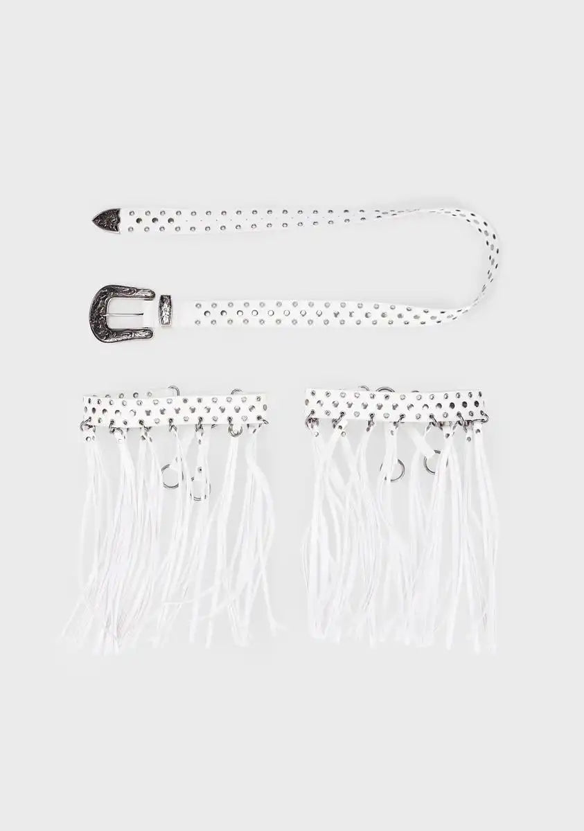 Cavern Crazy Fringe Belt - White