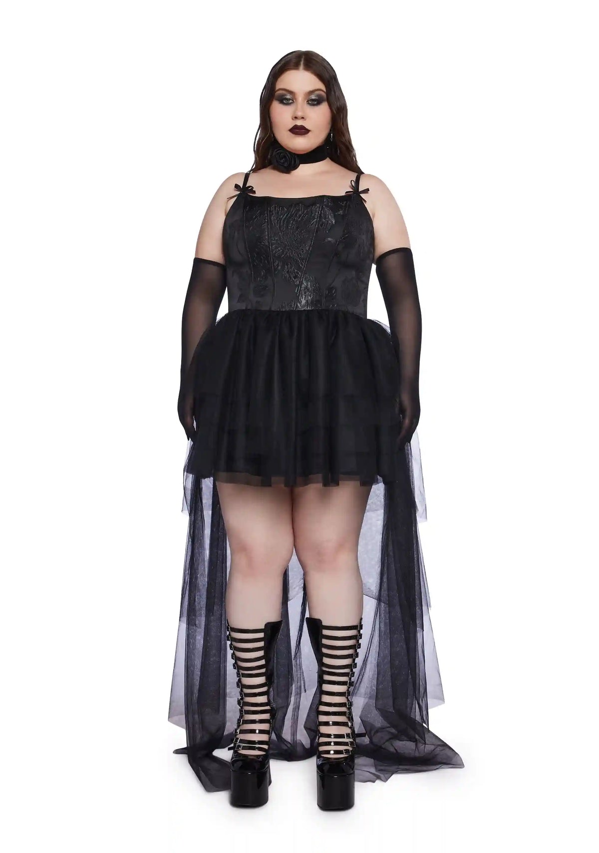 Plus Lunar Enchantment High-Low Dress And Gloves Set