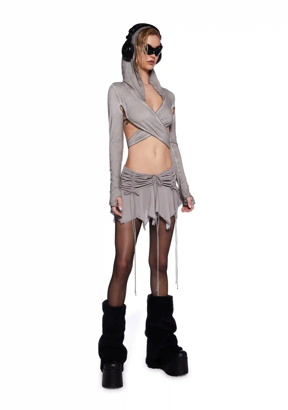 Pitch Chiffon Flutter Mini Skirt - Ecru