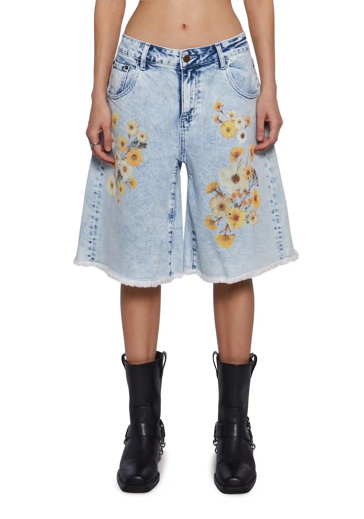 Pressed Flowers Denim Shorts