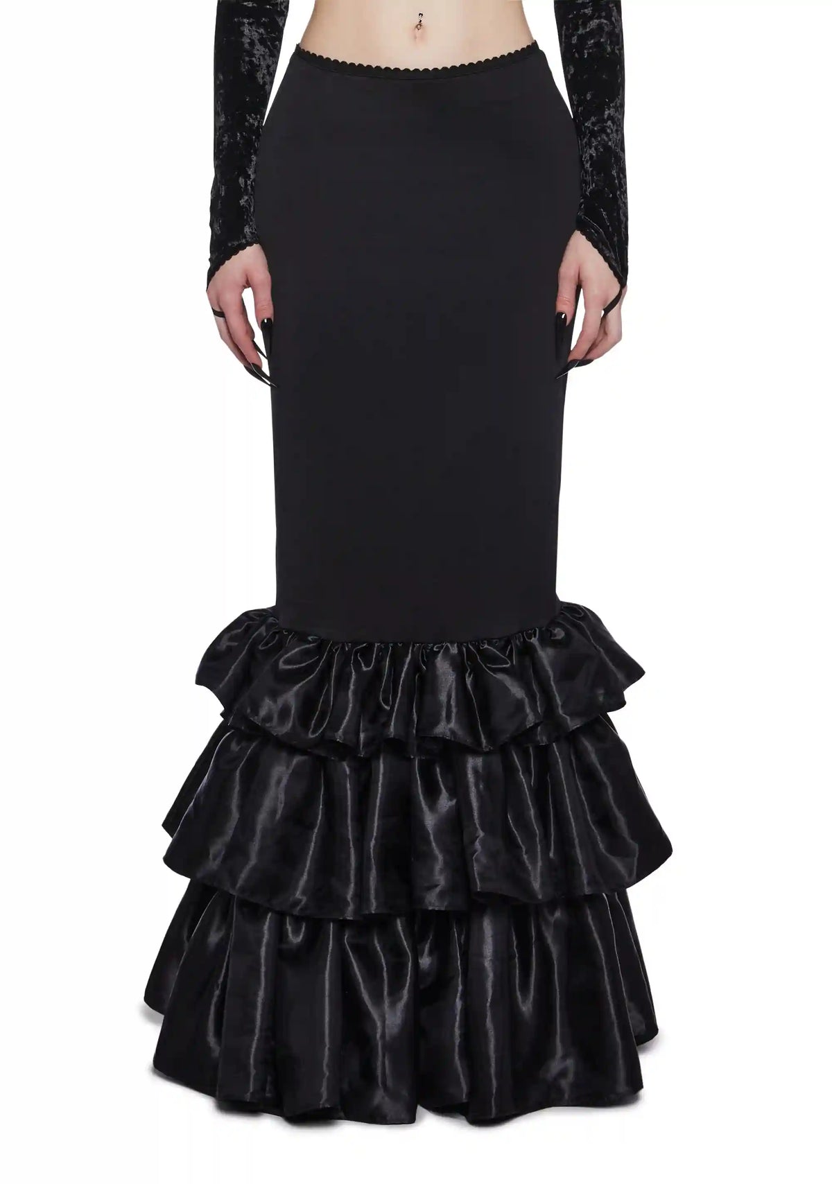 Shadowed Grandeur Bustle Maxi Skirt