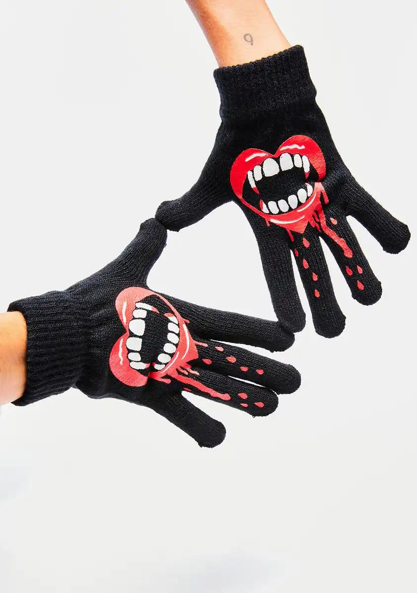 Bite Me Vampire Lips Gloves