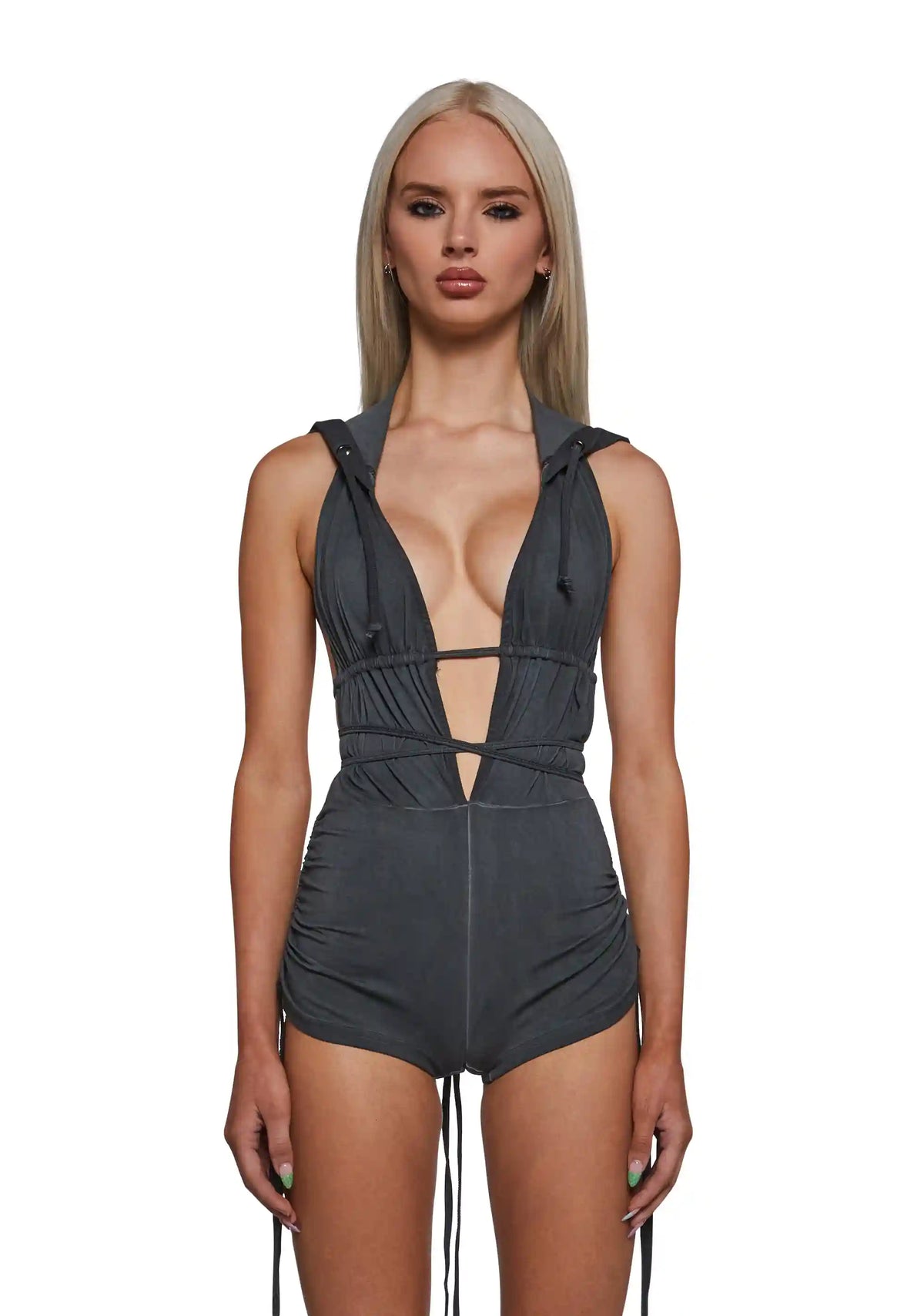 Downbeat Hooded Romper - Black