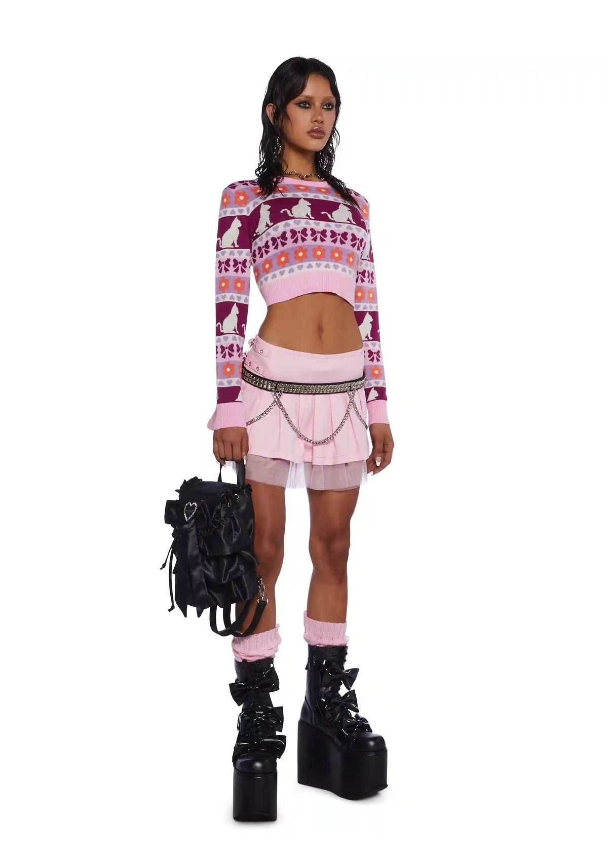 Check Meowt Crop Sweater