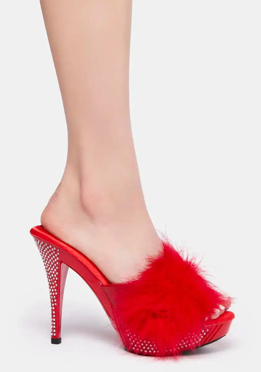 Red Elegant-401f Marabou Heels