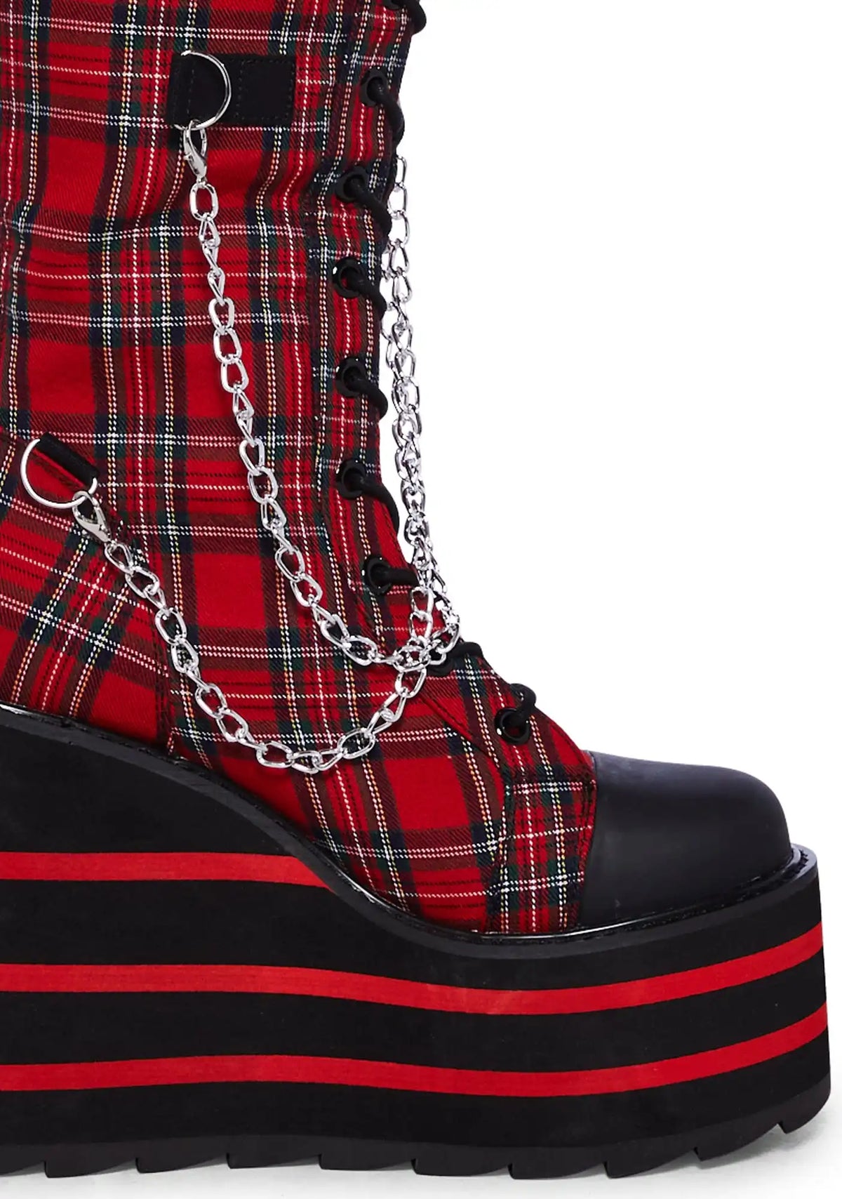 Detention Bondage Platform Boots - Red Plaid