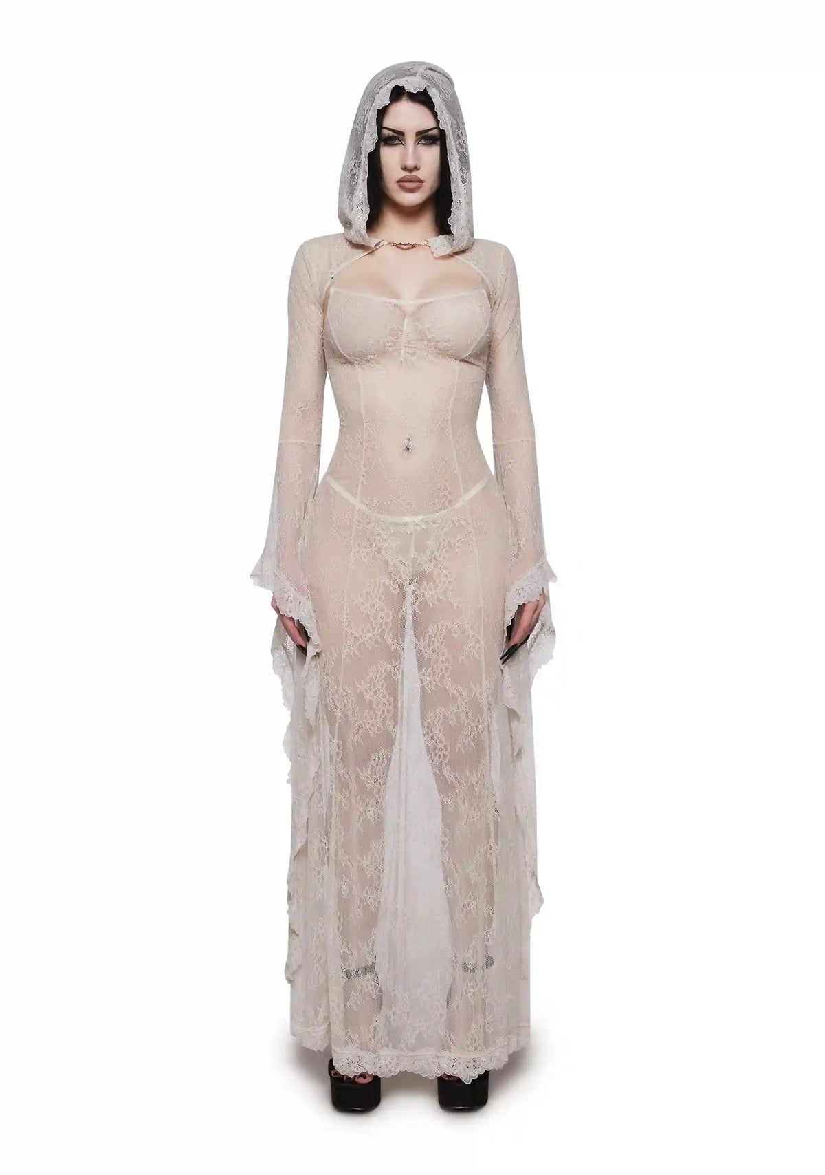 Phantom Bride Lace Maxi Dress & Shrug
