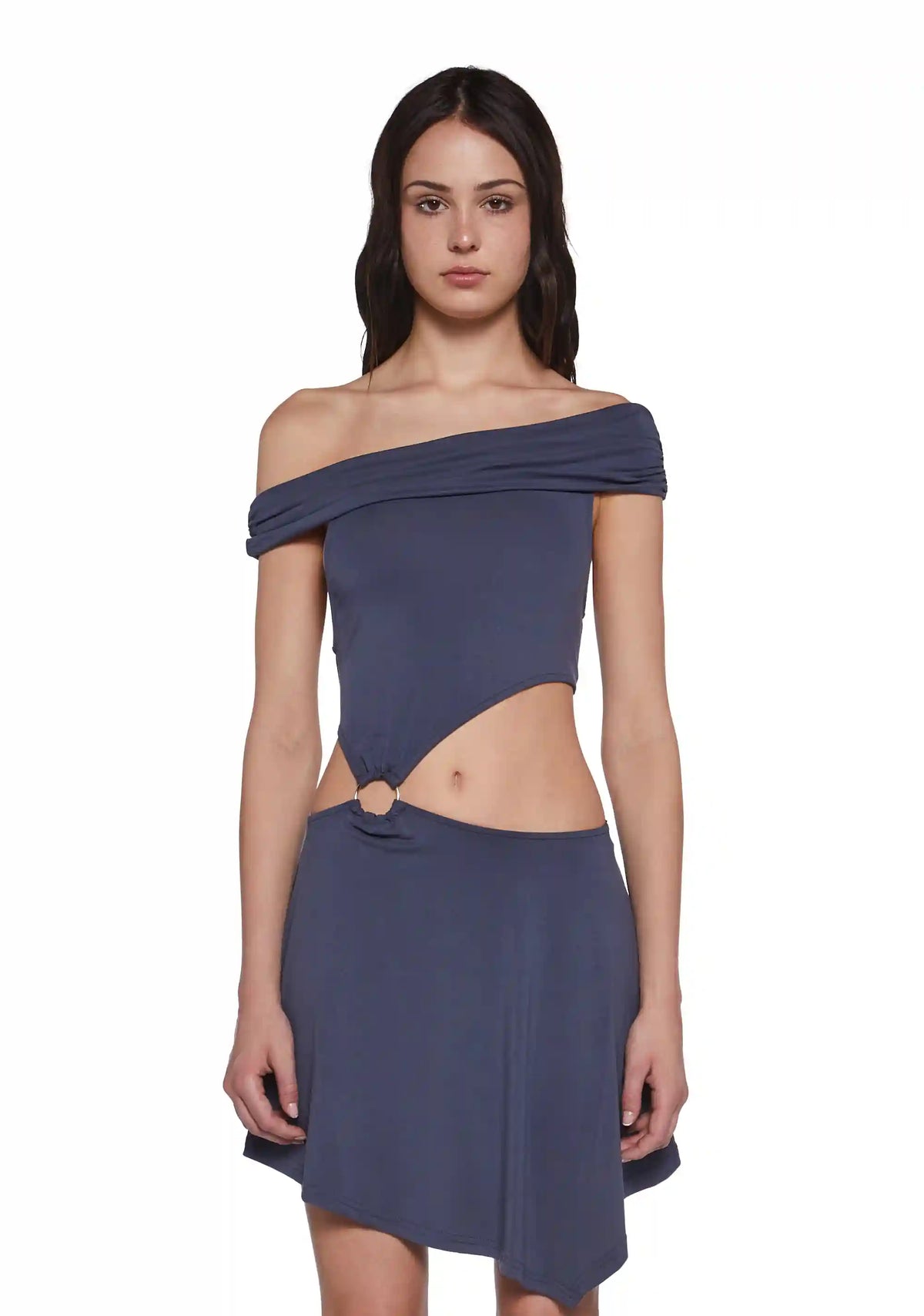 Seductive Gaze Cut Out Dress - Blue