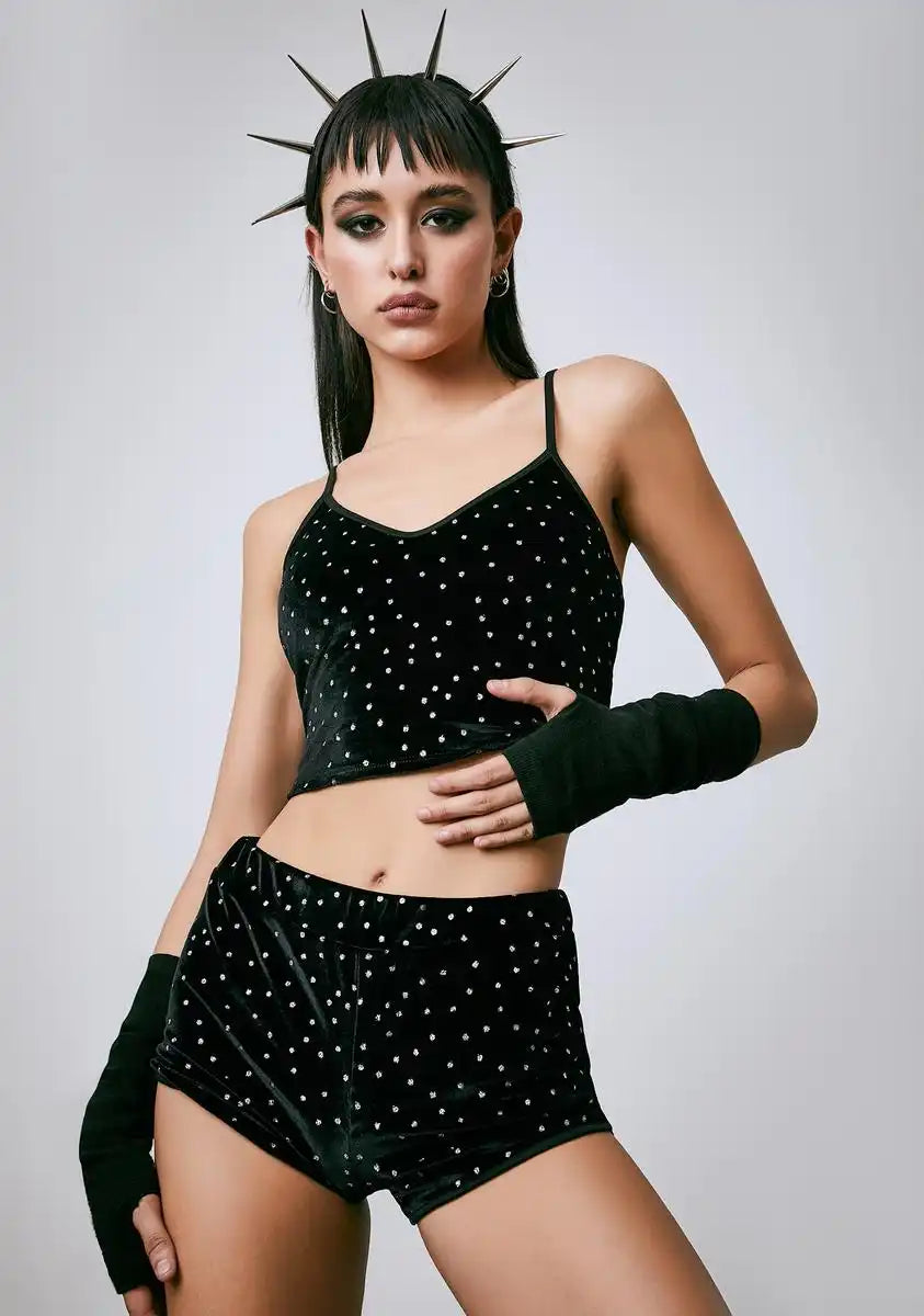 Shifting Gears Rhinestone Shorts Set