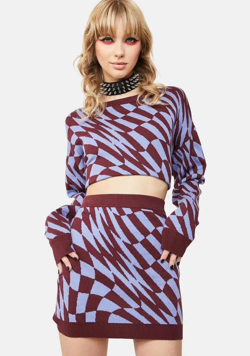 Catch My Drift Checkered Skirt