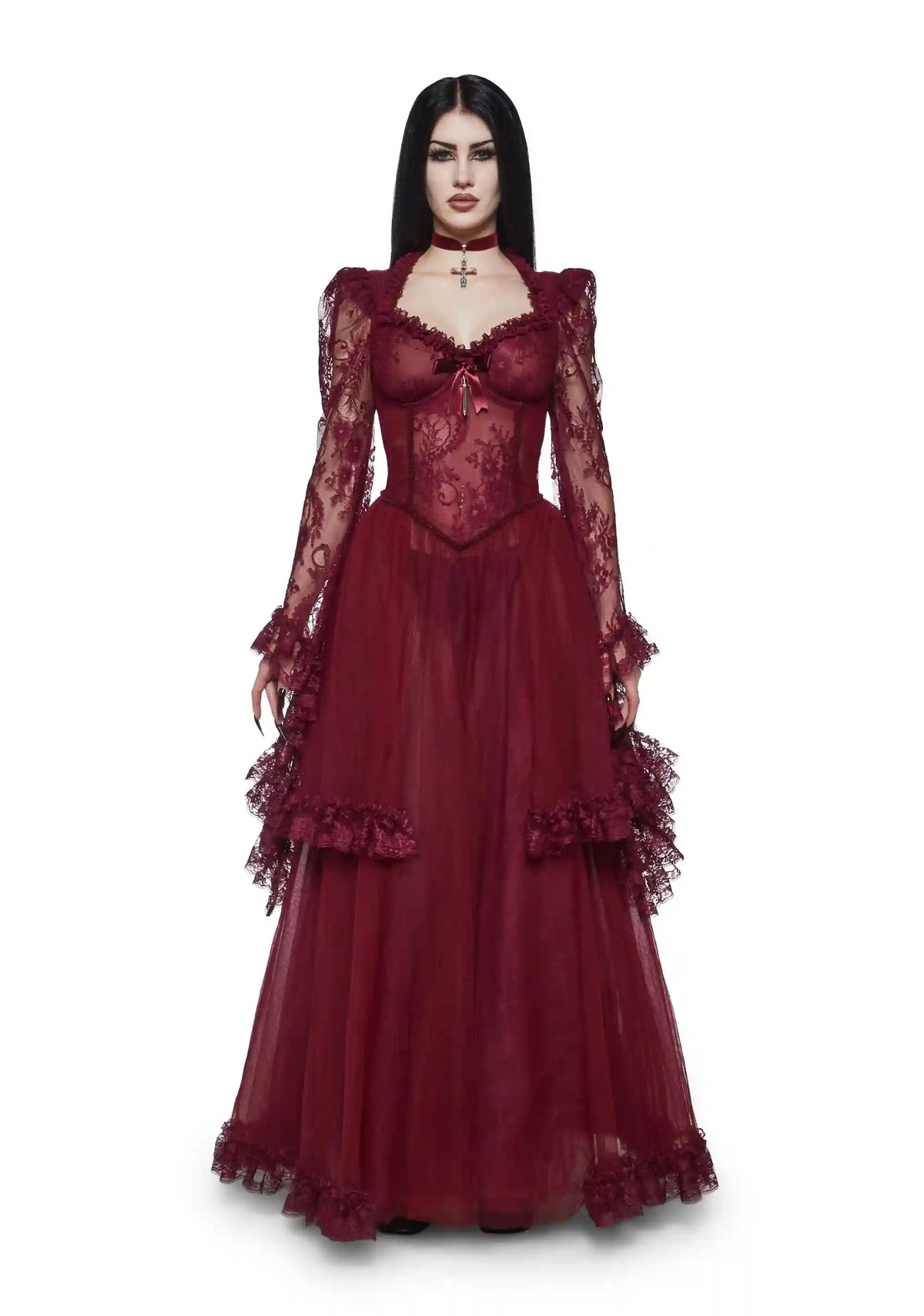 Dance With Death Maxi Dress - Burgundy