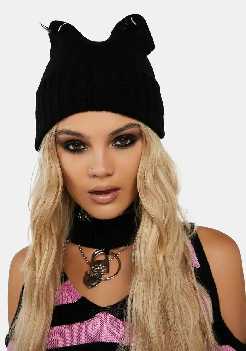 Sharp Hearing Spiked Beanie
