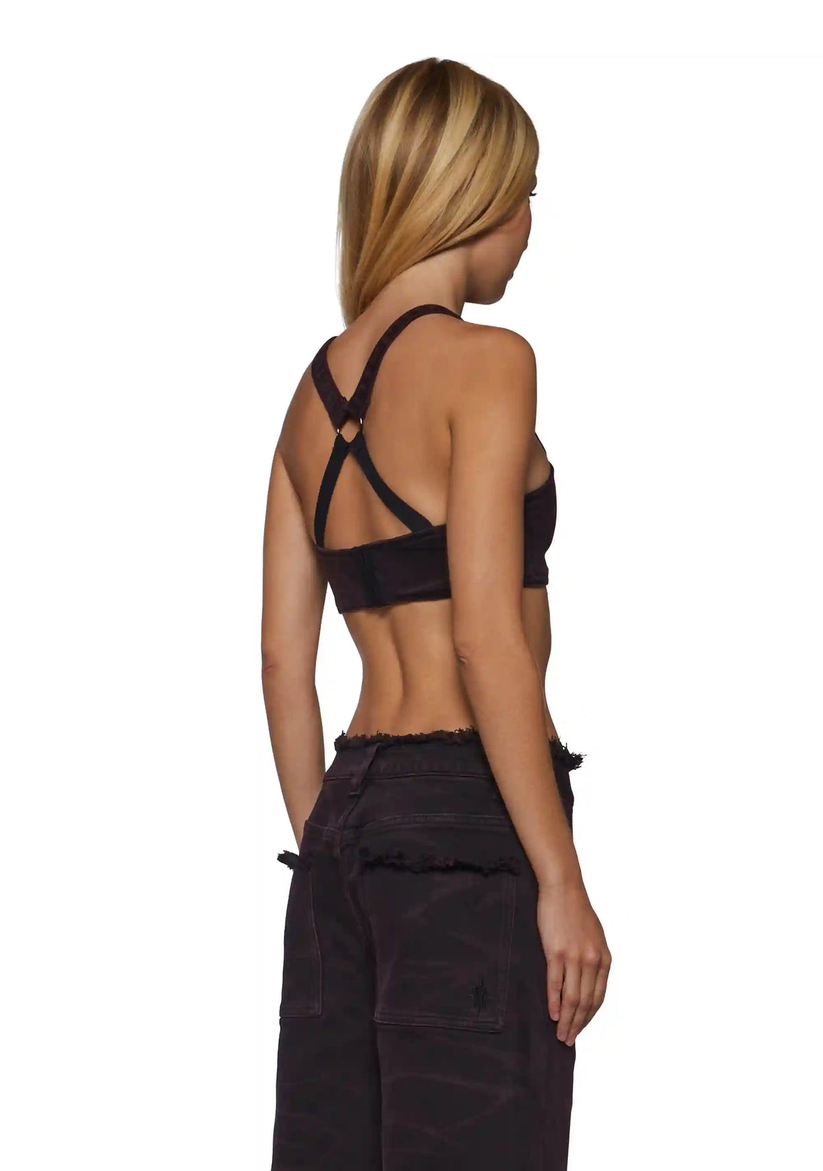 Reloop Washed Denim Buckle Bra Top