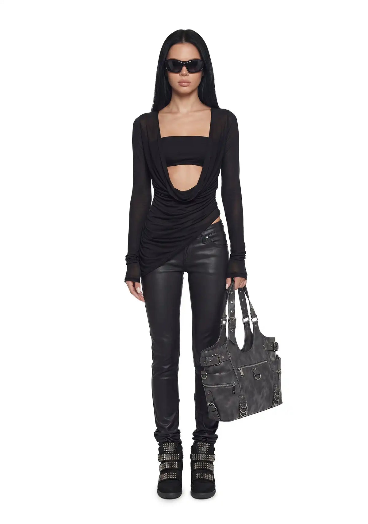 Analog Cowl Neck With Bandeau Top - Black