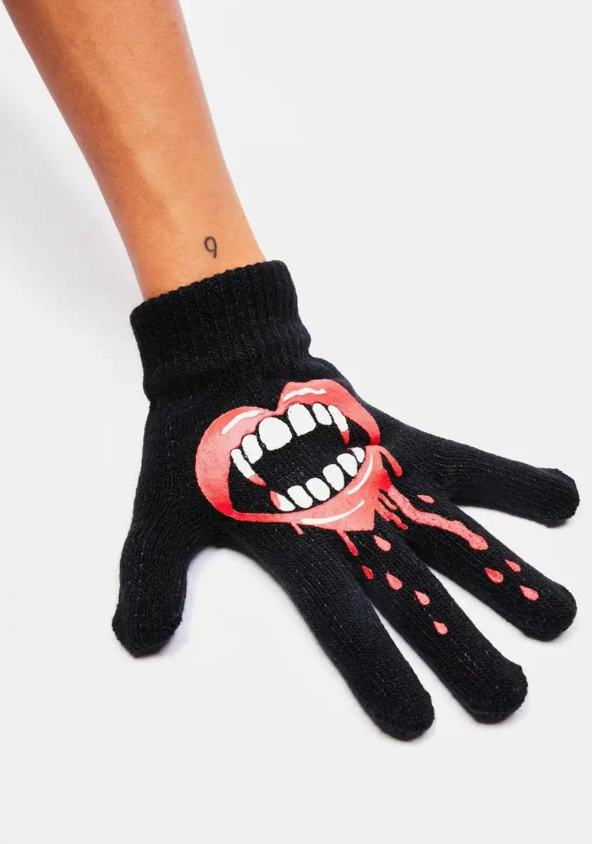 Bite Me Vampire Lips Gloves